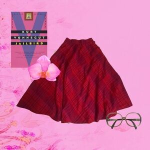 Liz Claiborne Red Plaid A-Line Skirt